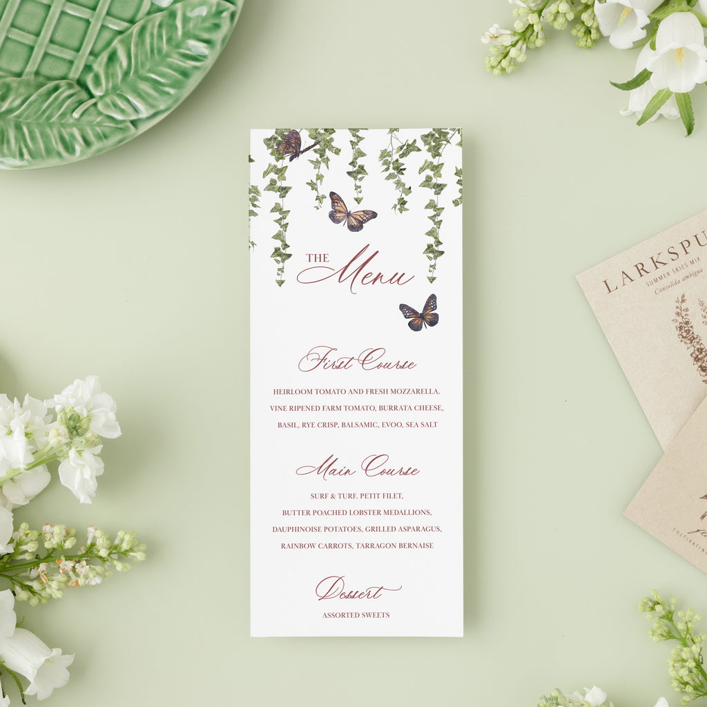 Garden Romance Dinner Menu