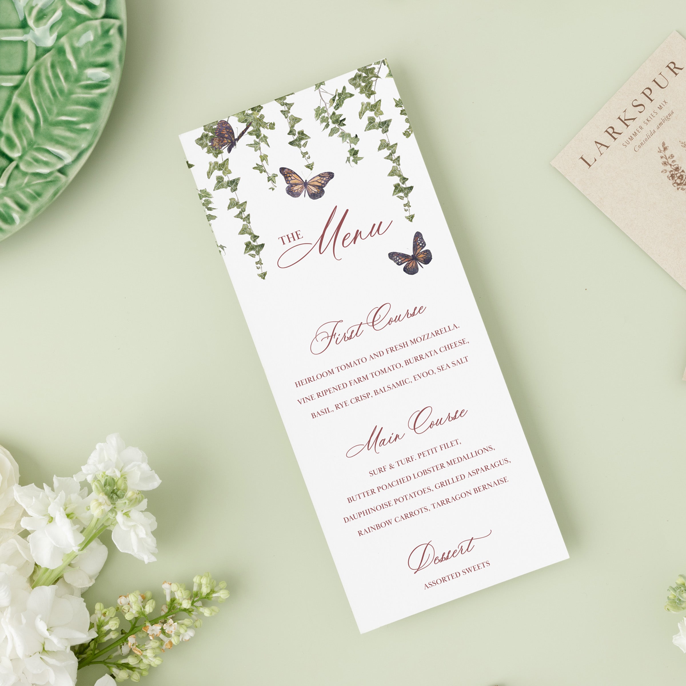 Garden Romance Dinner Menu