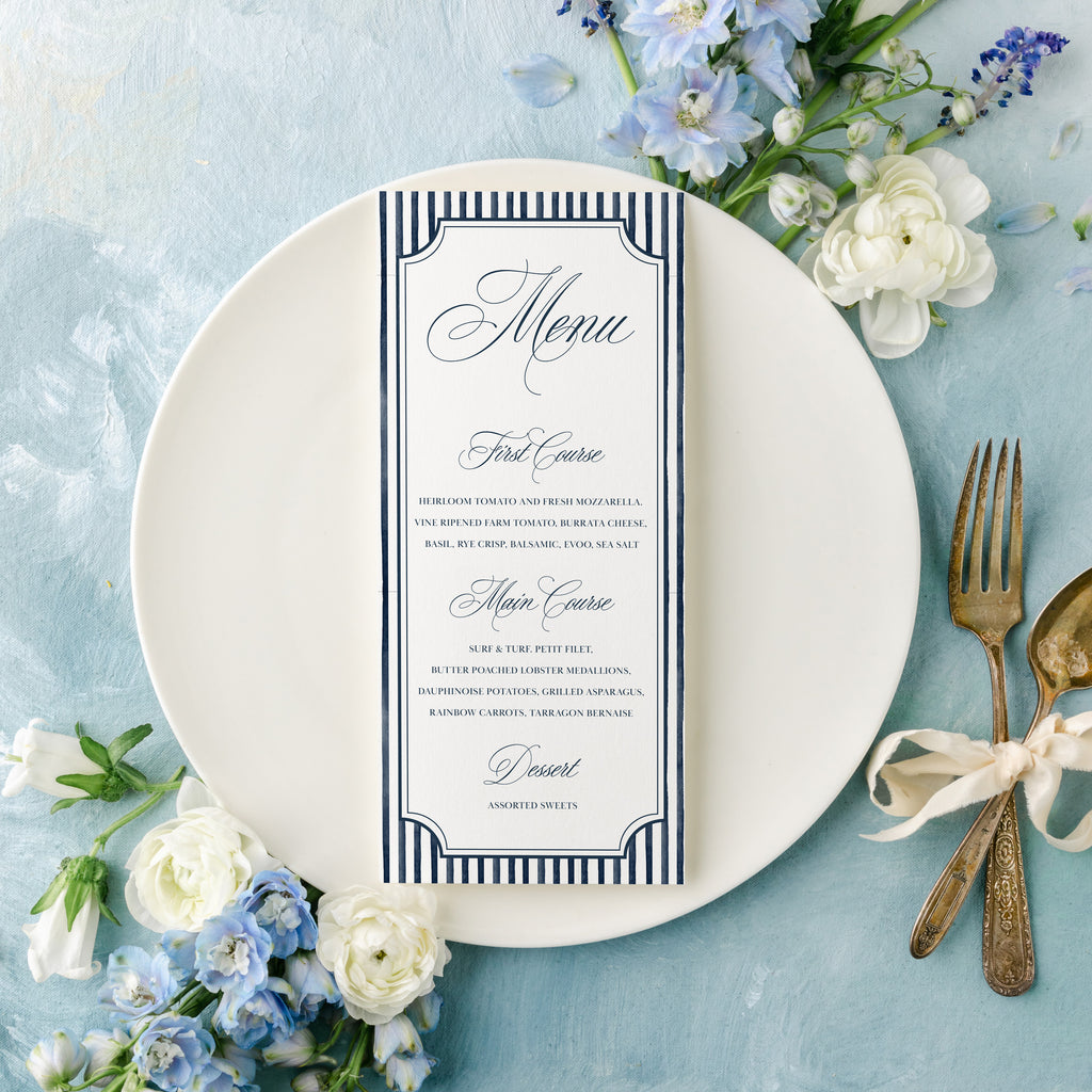 Elegant Coastal Dinner Menu