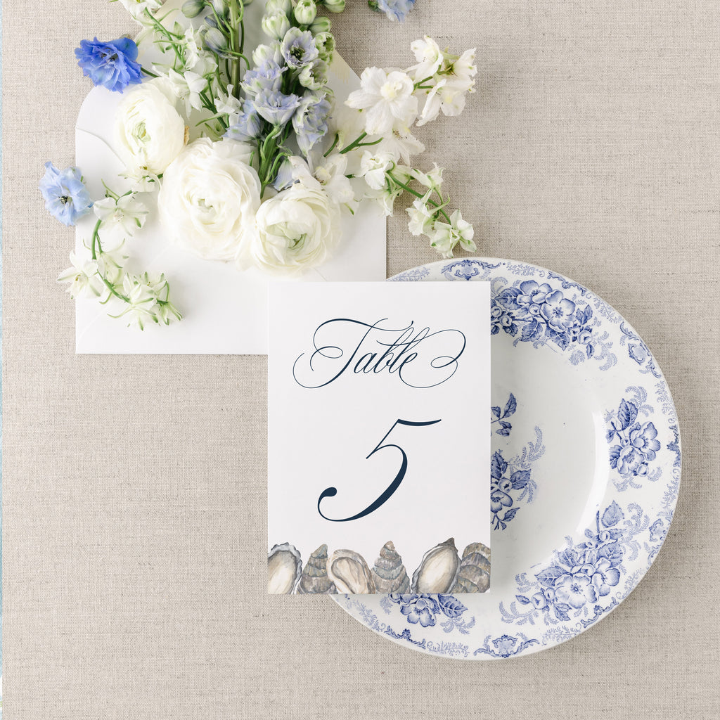Elegant Coastal Oyster Table Number