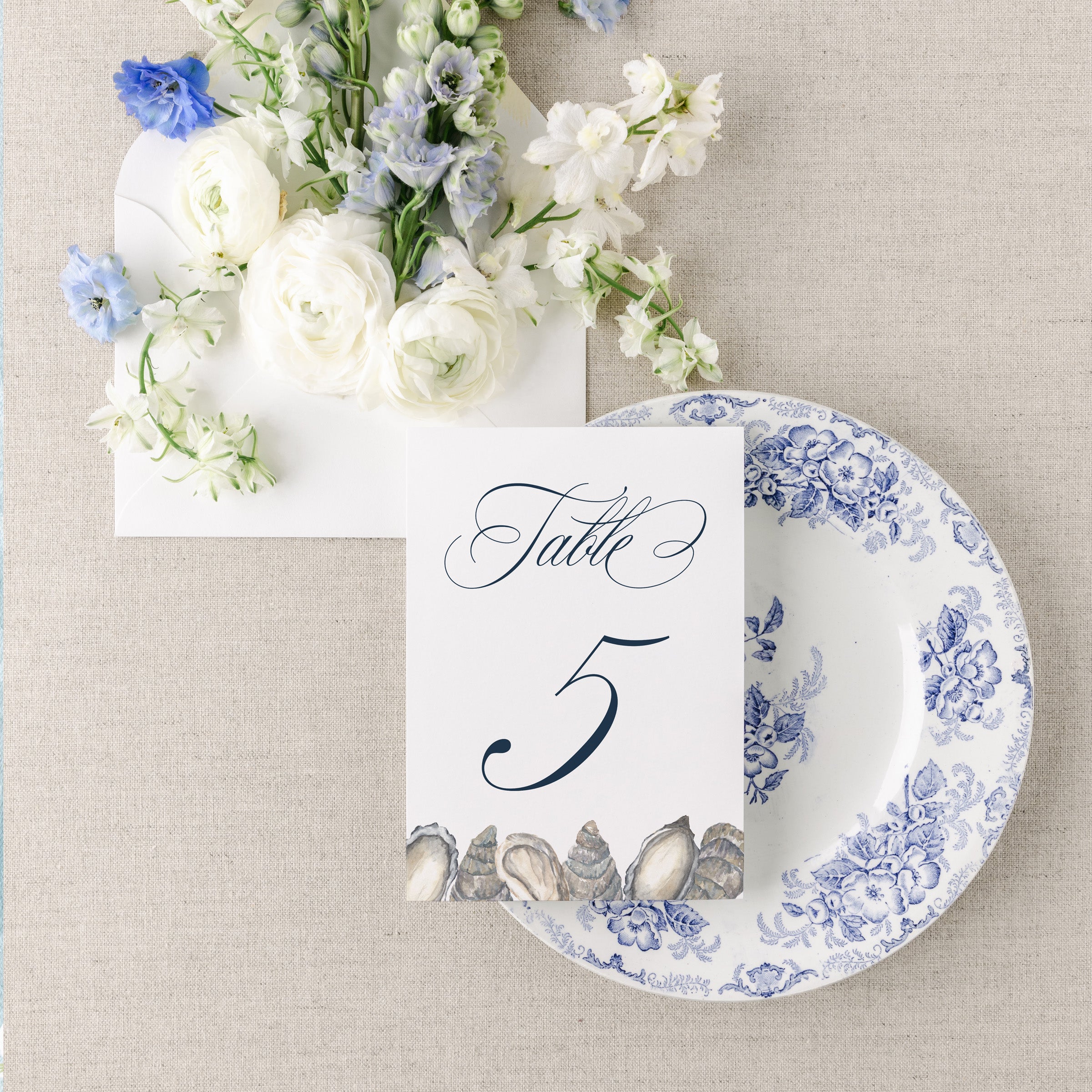 Elegant Coastal Oyster Table Number