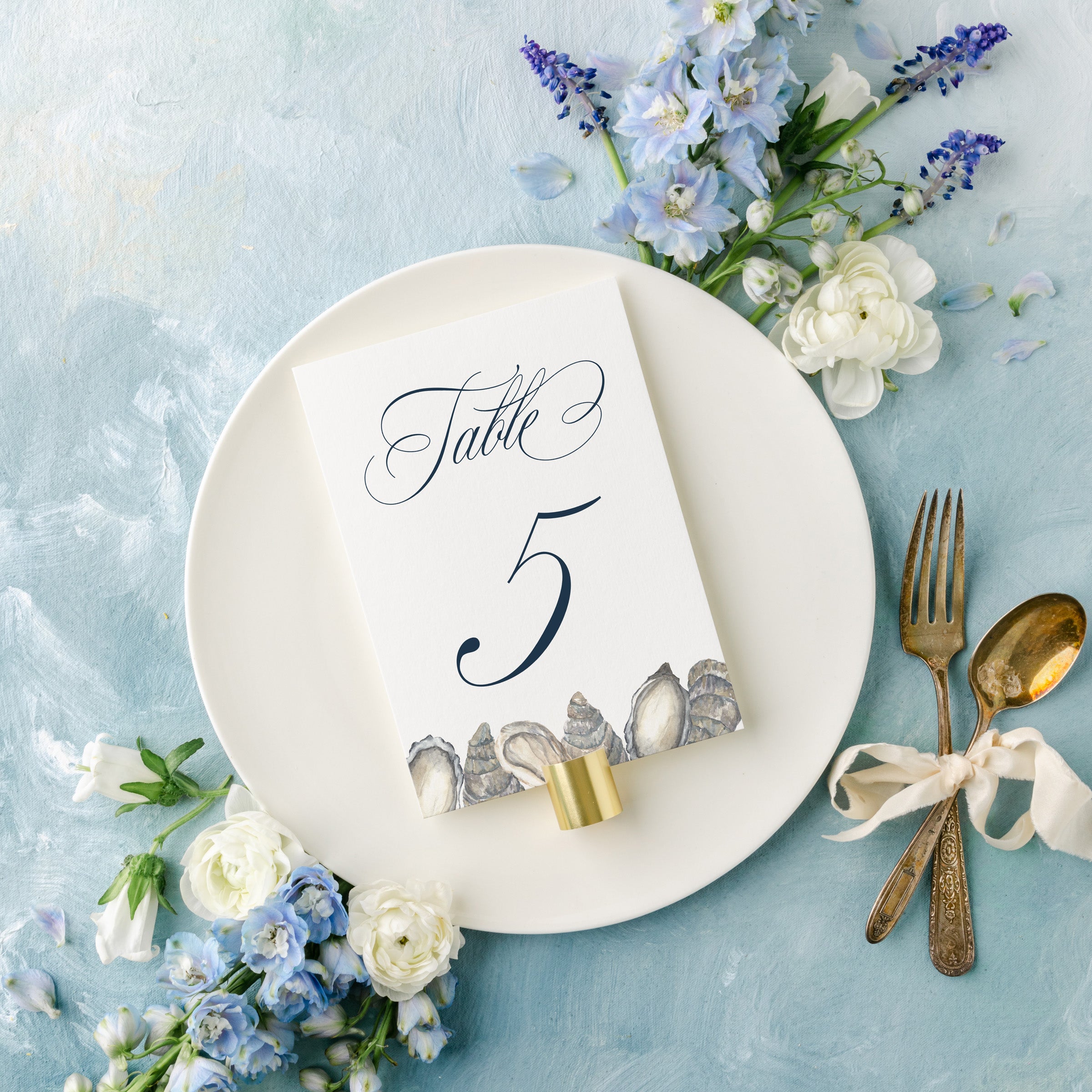 Elegant Coastal Oyster Table Number