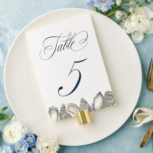 Elegant Coastal Oyster Table Number