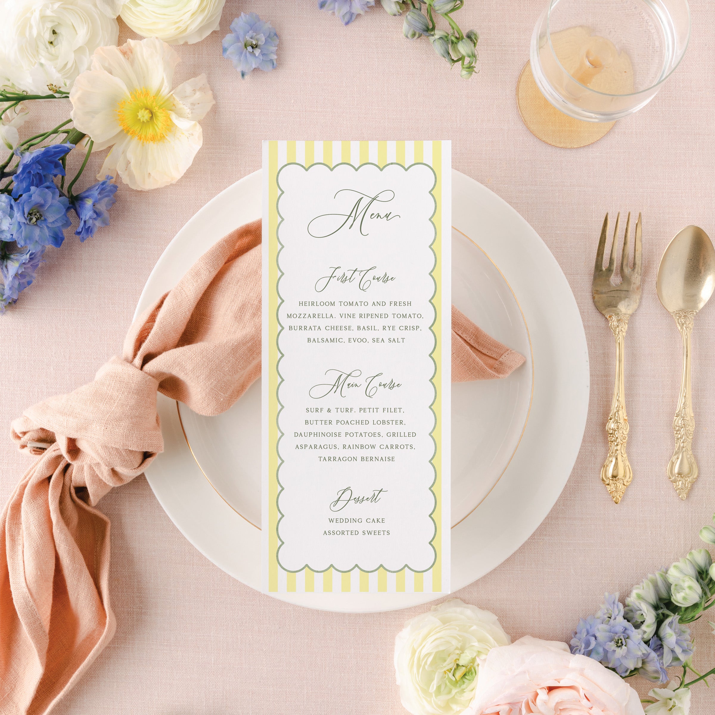 Summer Floral Dinner Menu