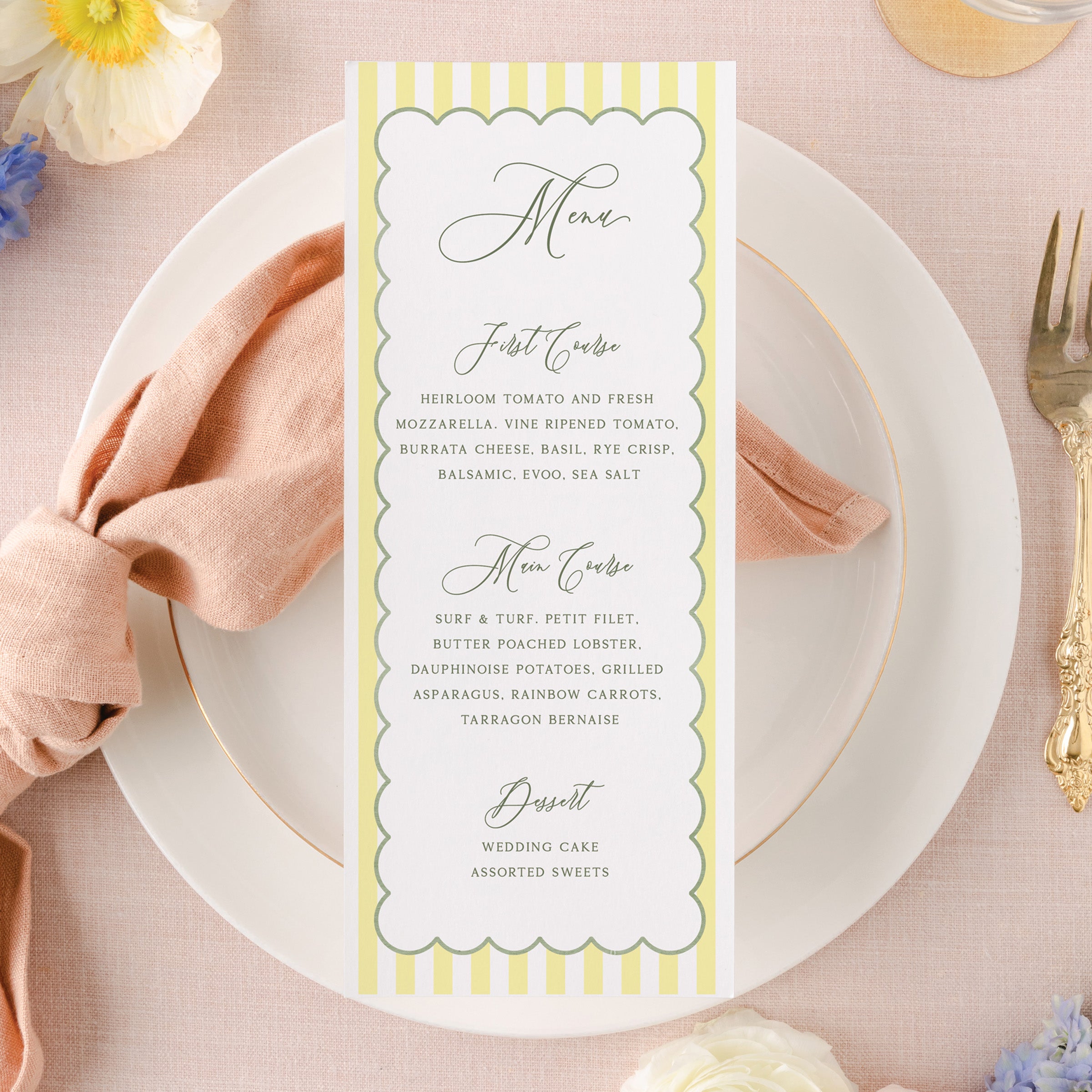 Summer Floral Dinner Menu