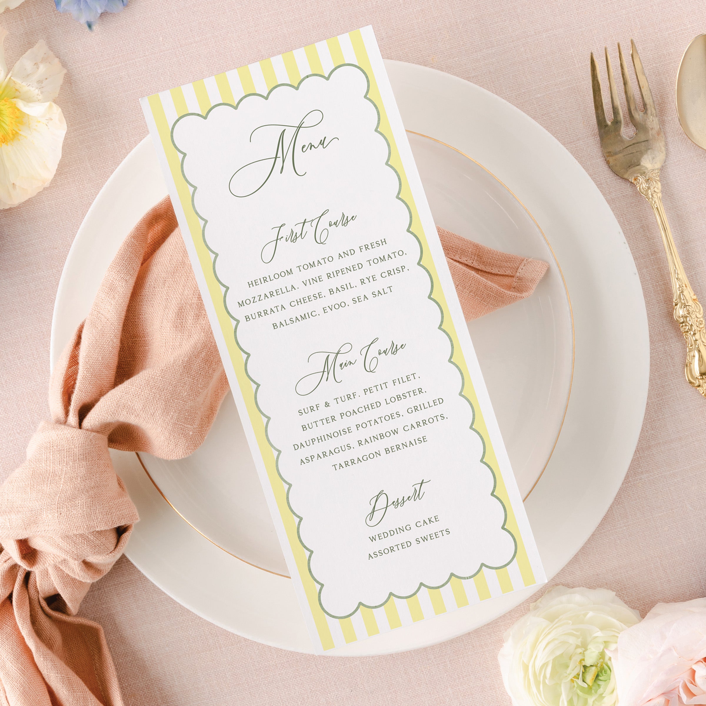 Summer Floral Dinner Menu
