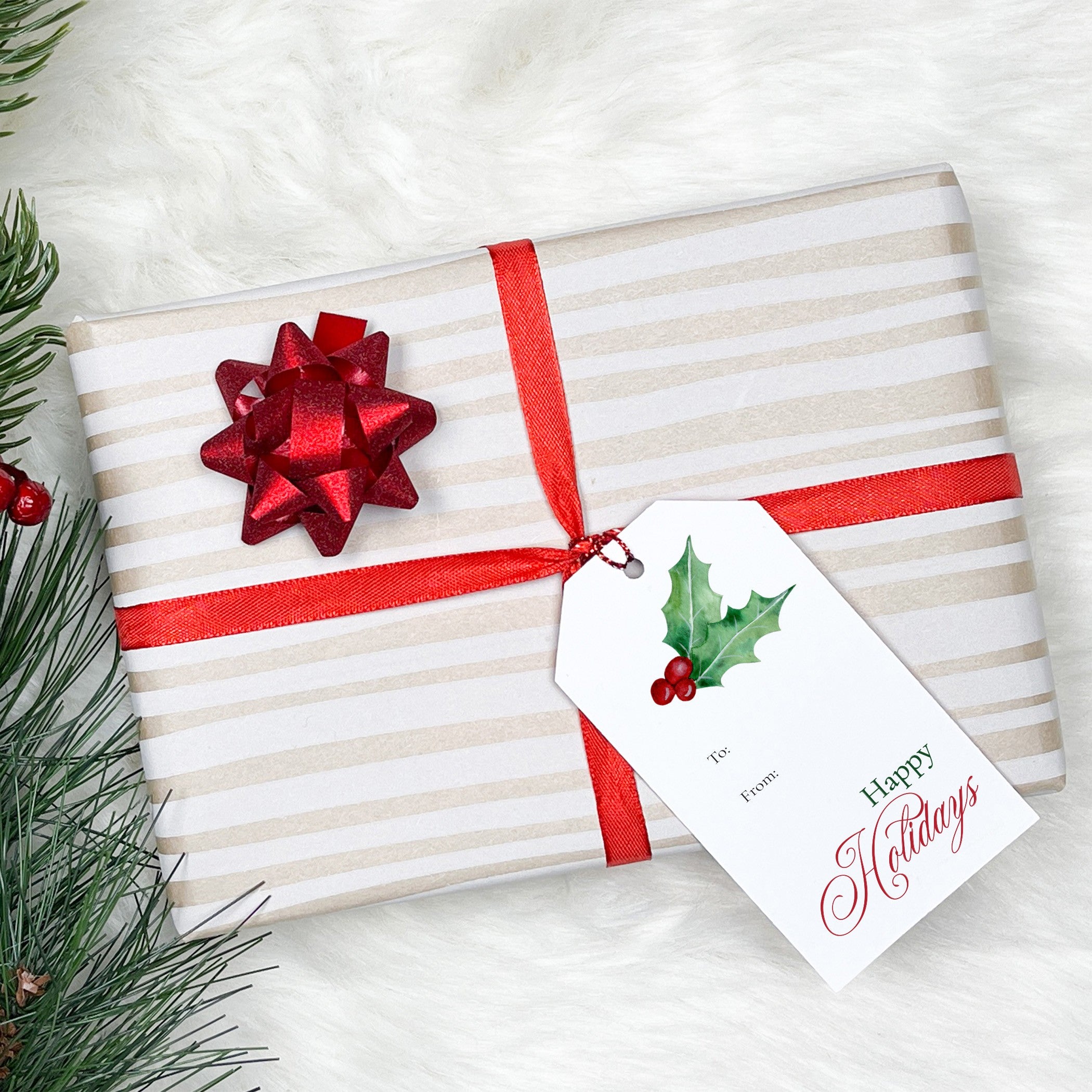 Poinsettia and Holly Gift Tags