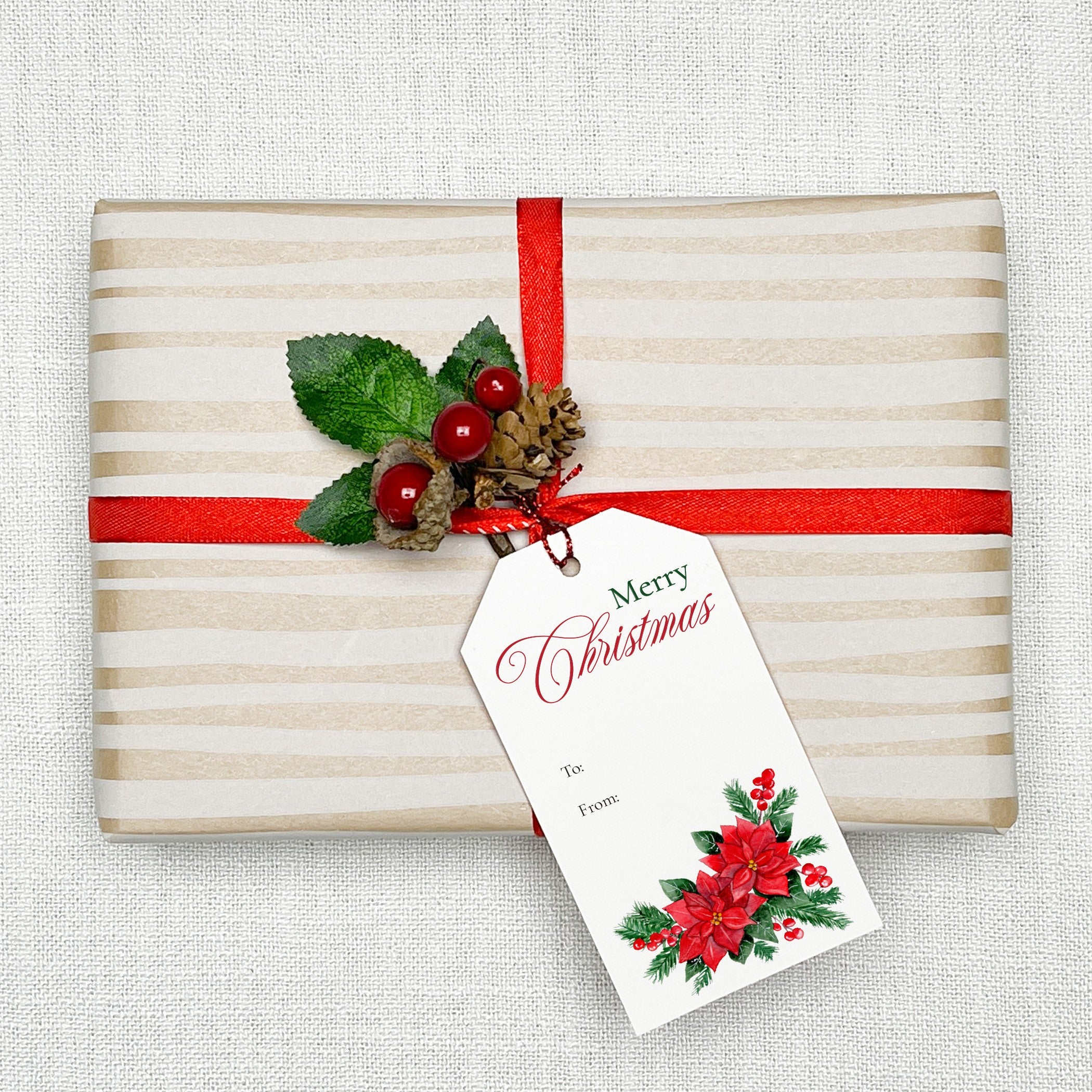 Poinsettia and Holly Gift Tags