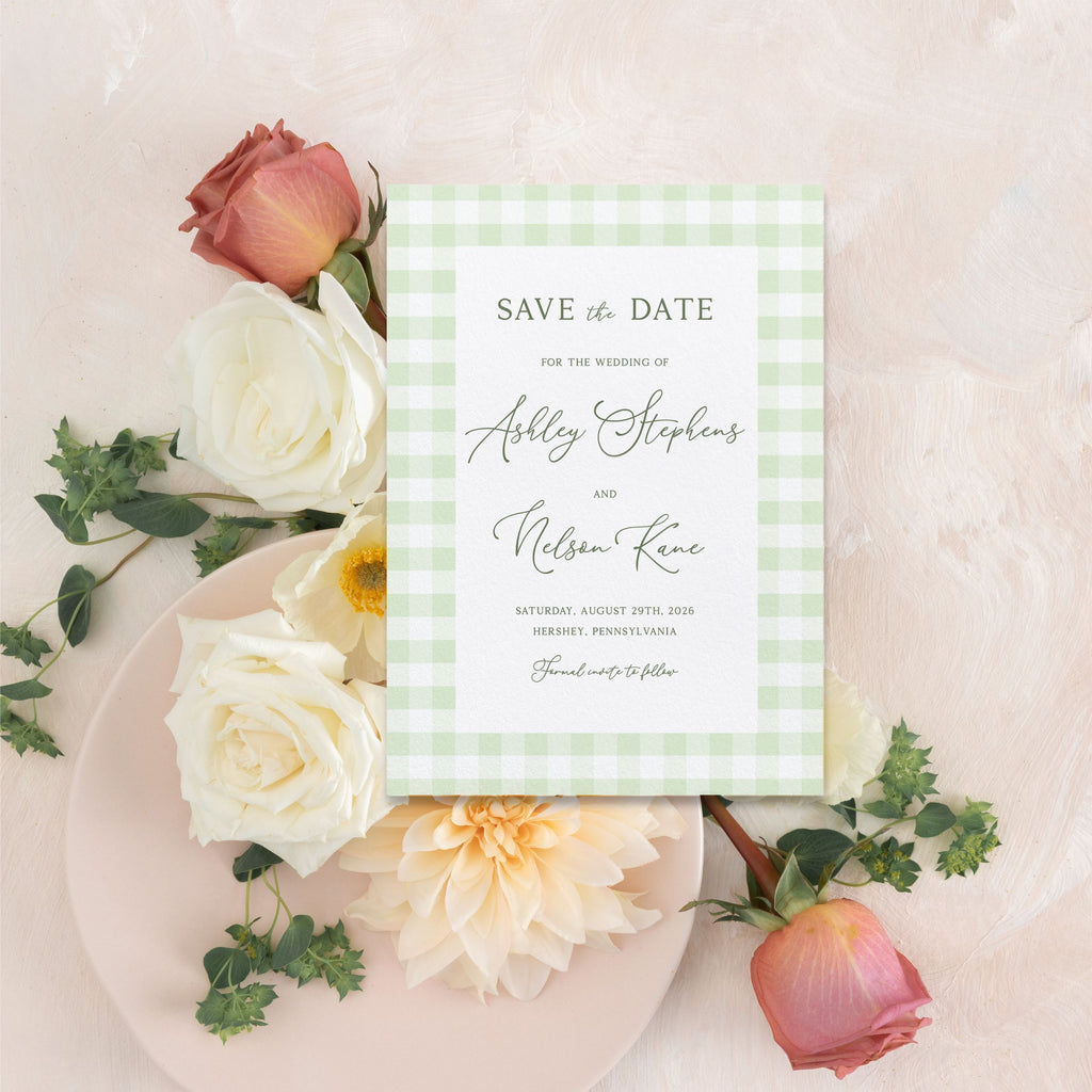 Spring Gingham Save the Date