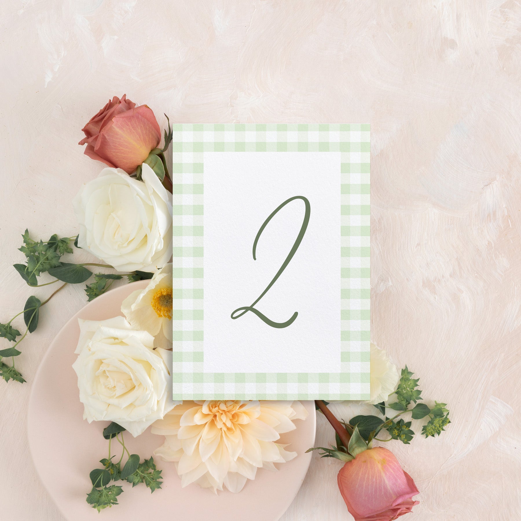 Spring Gingham Table Number