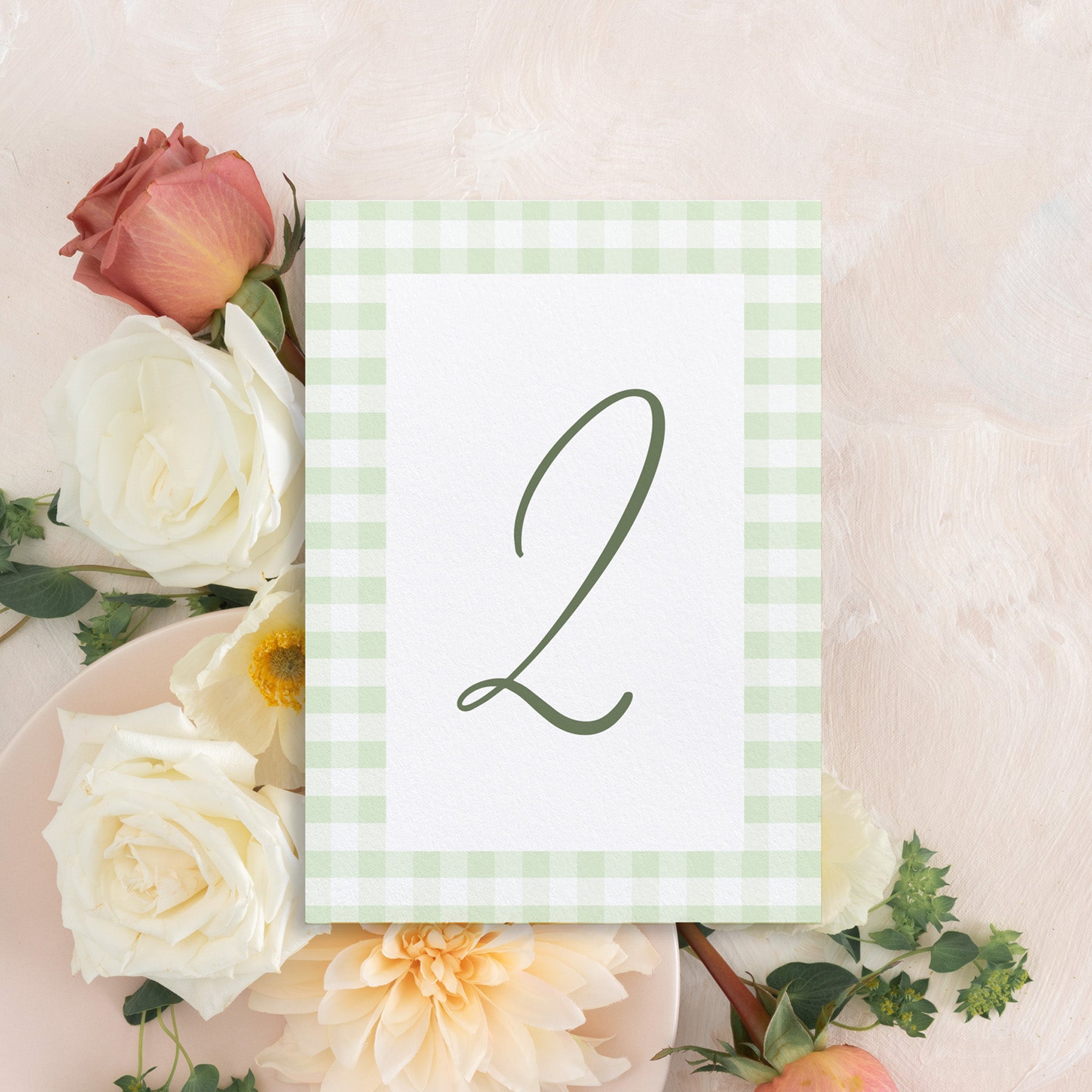 Spring Gingham Table Number