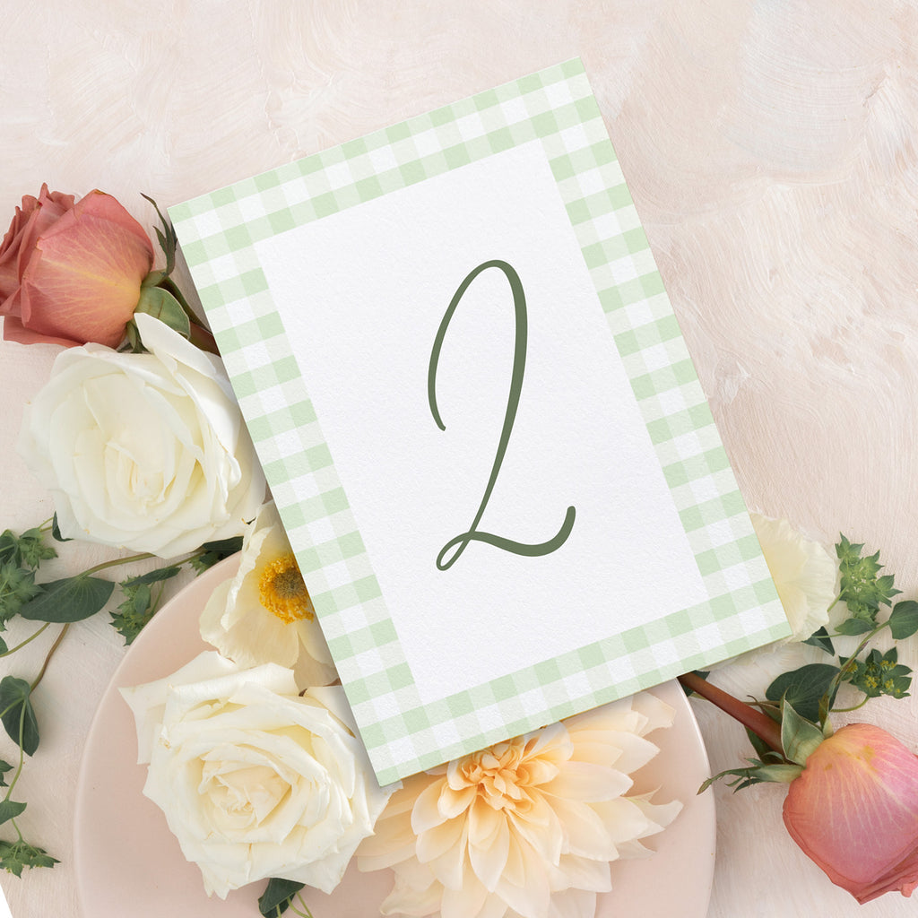 Spring Gingham Table Number