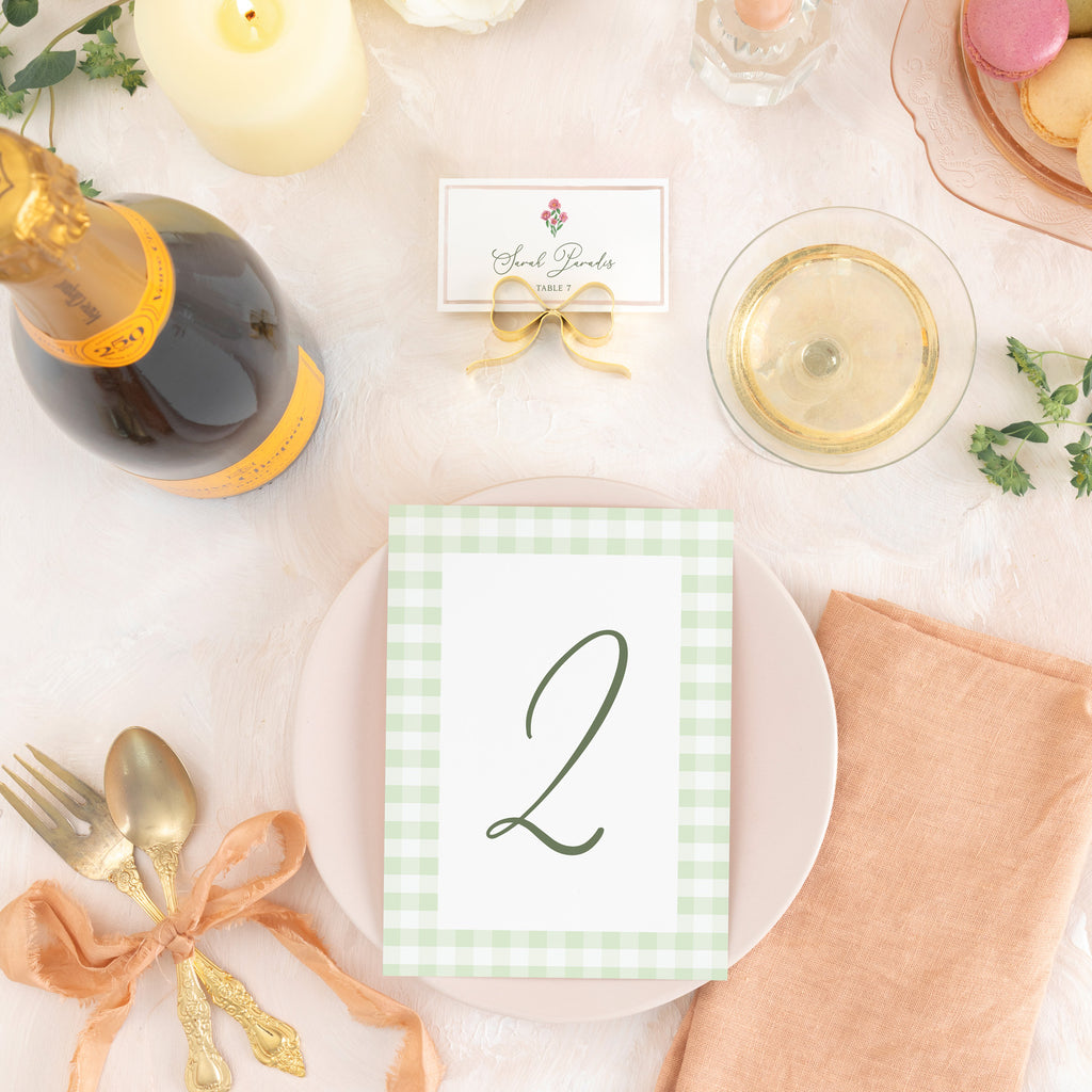 Spring Gingham Table Number