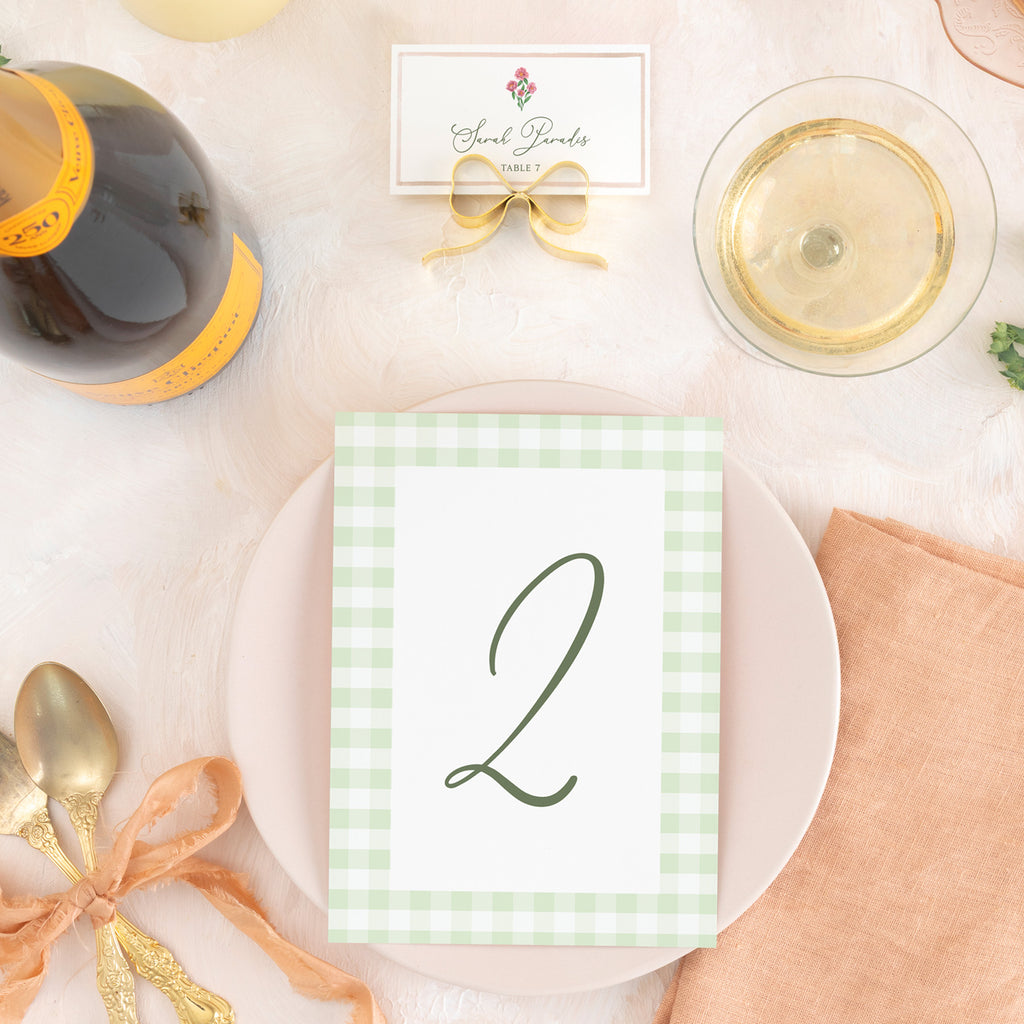 Spring Gingham Table Number