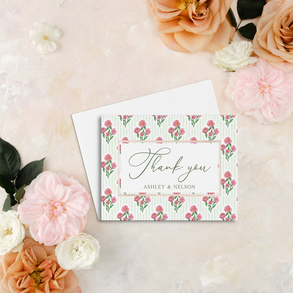 Spring Gingham Thank You Card