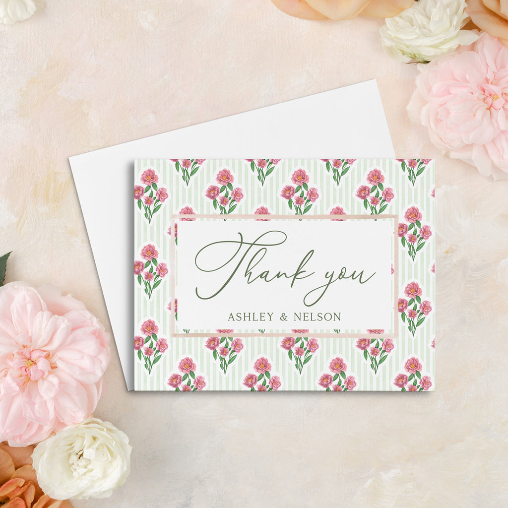 Spring Gingham Thank You Card