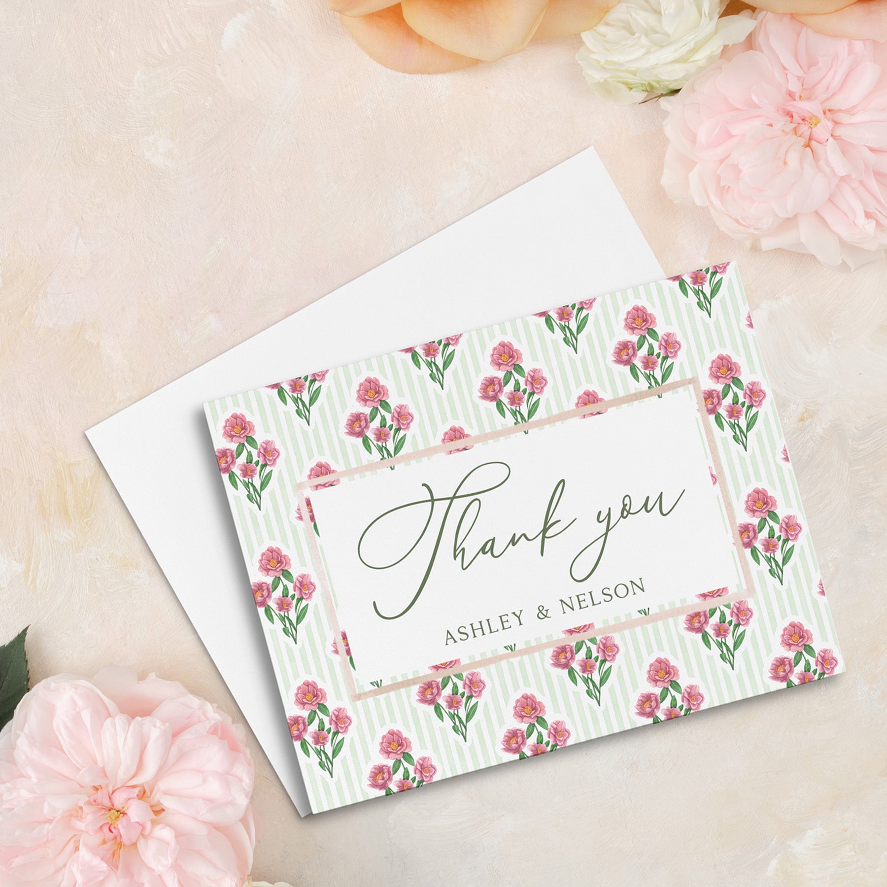 Spring Gingham Thank You Card