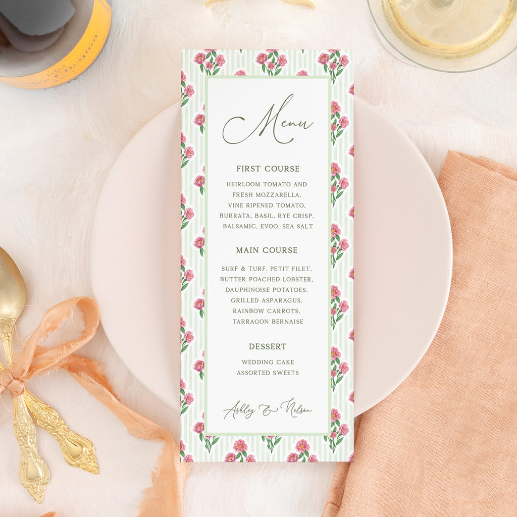 Spring Gingham Dinner Menu