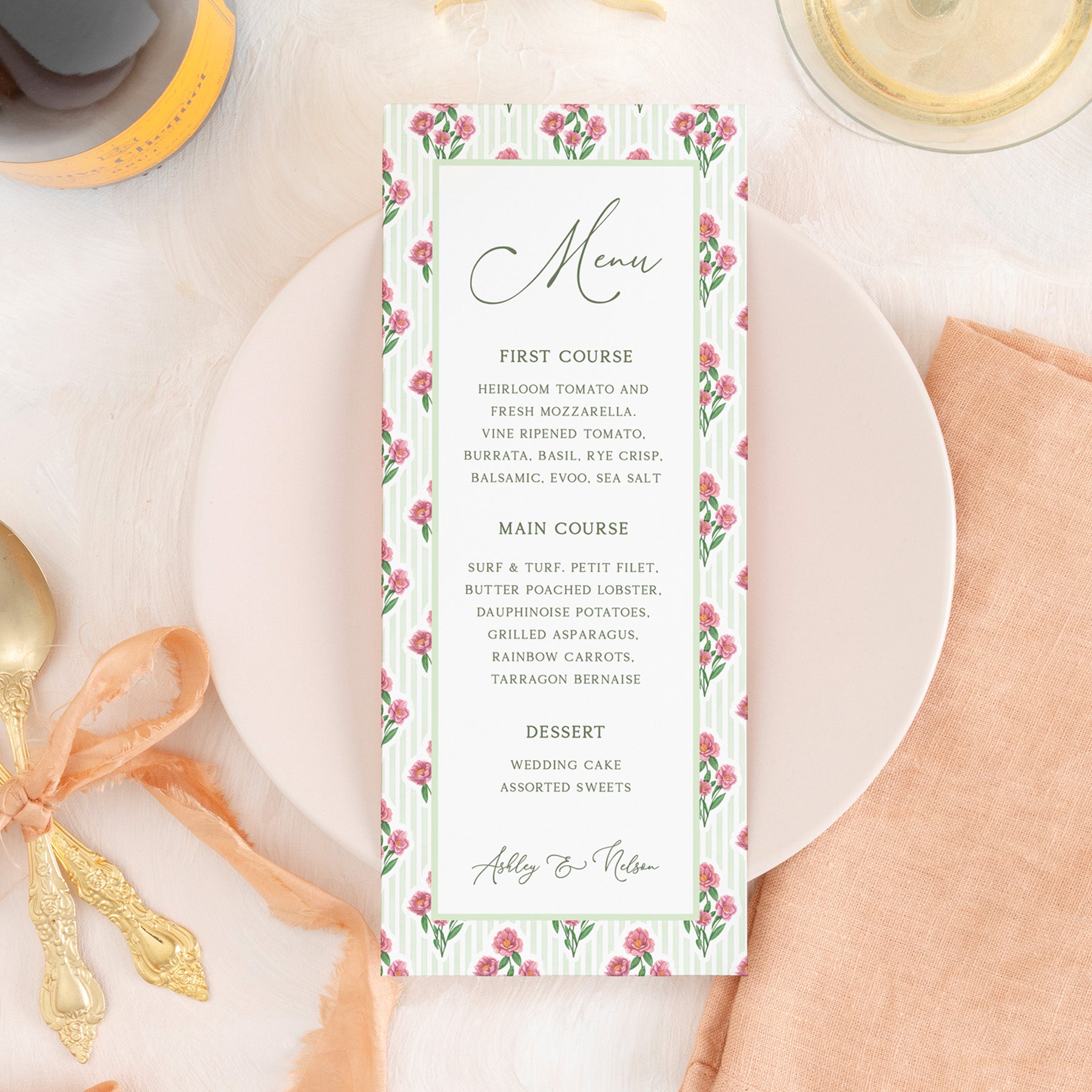 Spring Gingham Dinner Menu