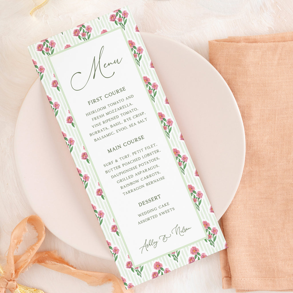 Spring Gingham Dinner Menu