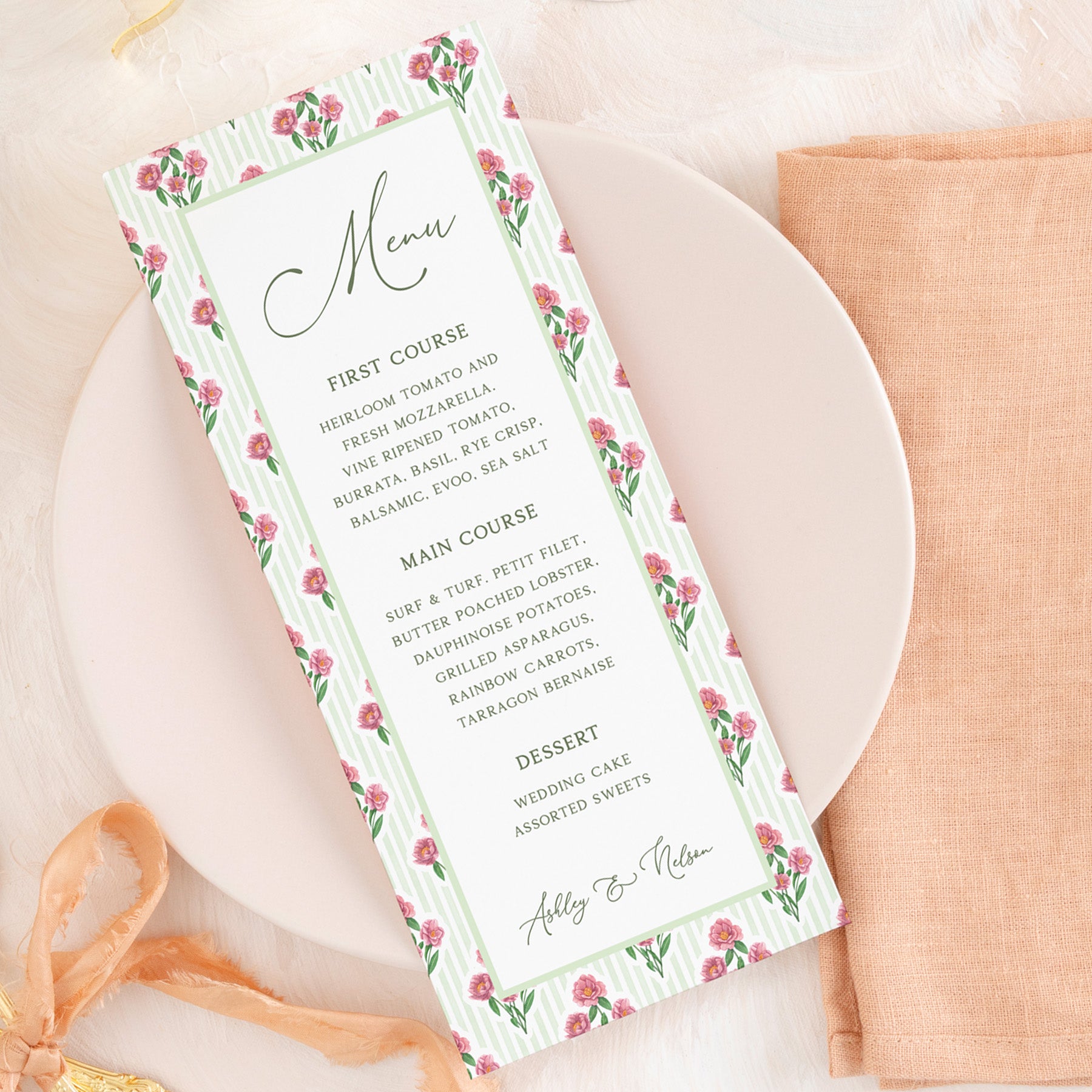 Spring Gingham Dinner Menu