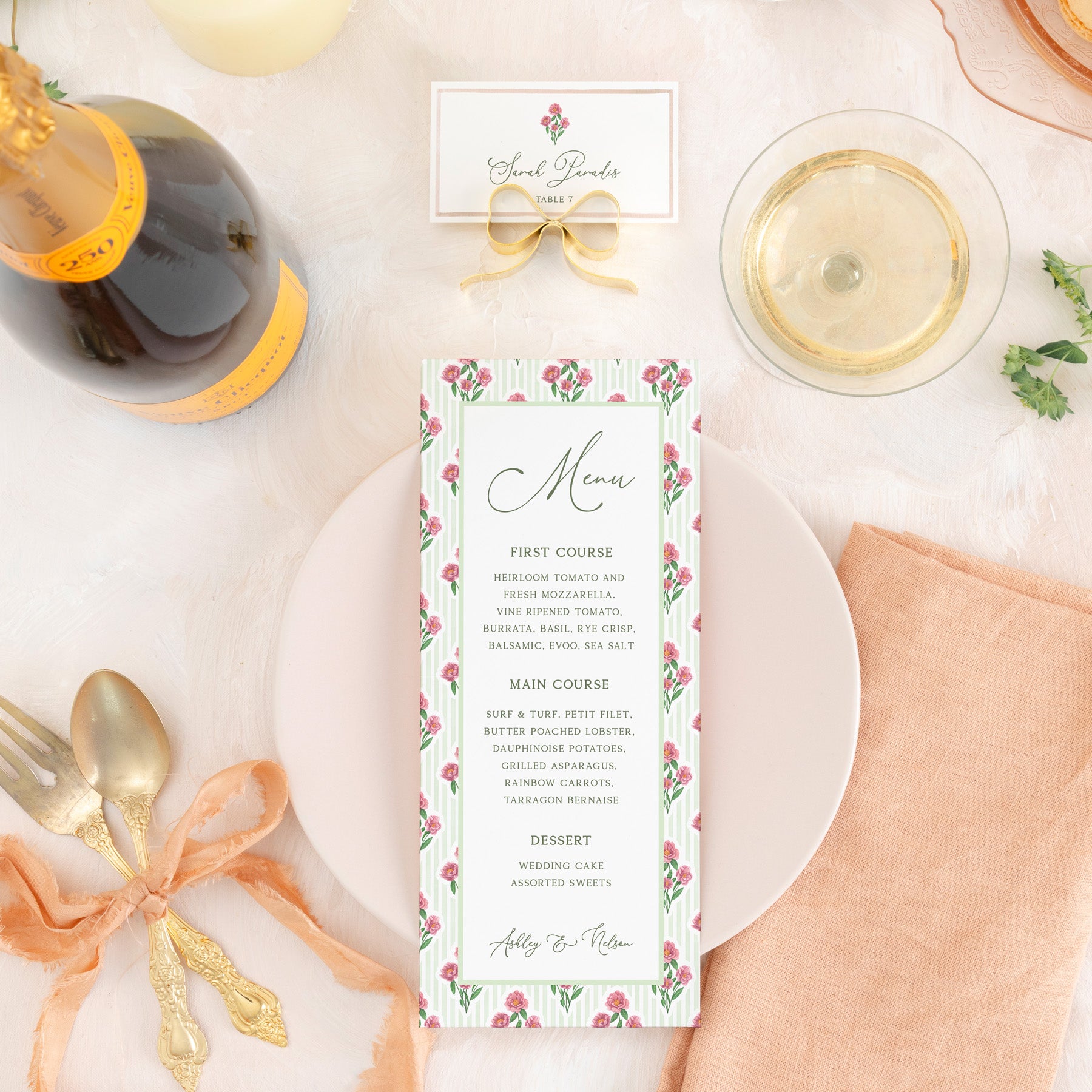 Spring Gingham Dinner Menu