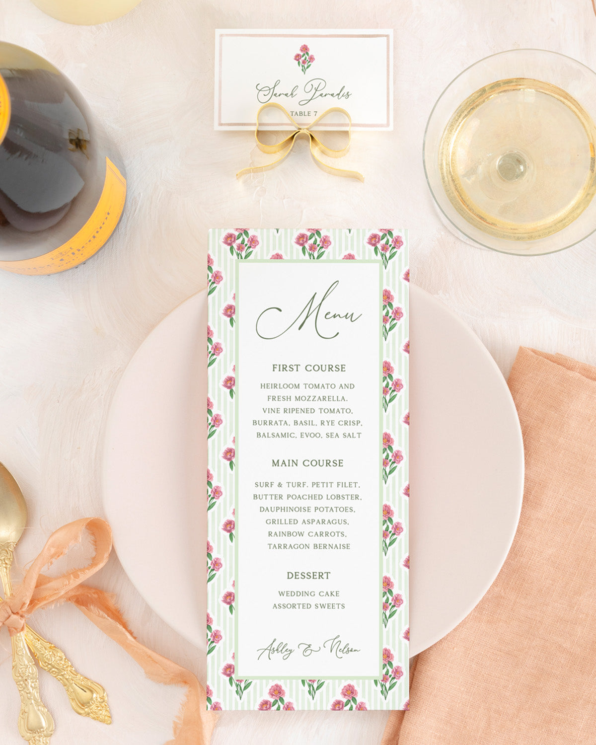 Spring Gingham Dinner Menu