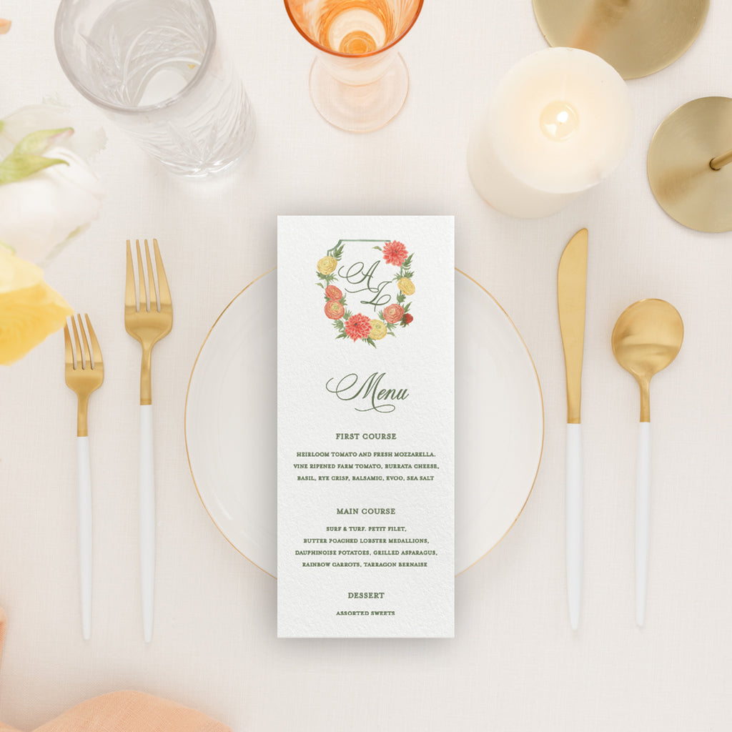Spring Garden Dinner Menu