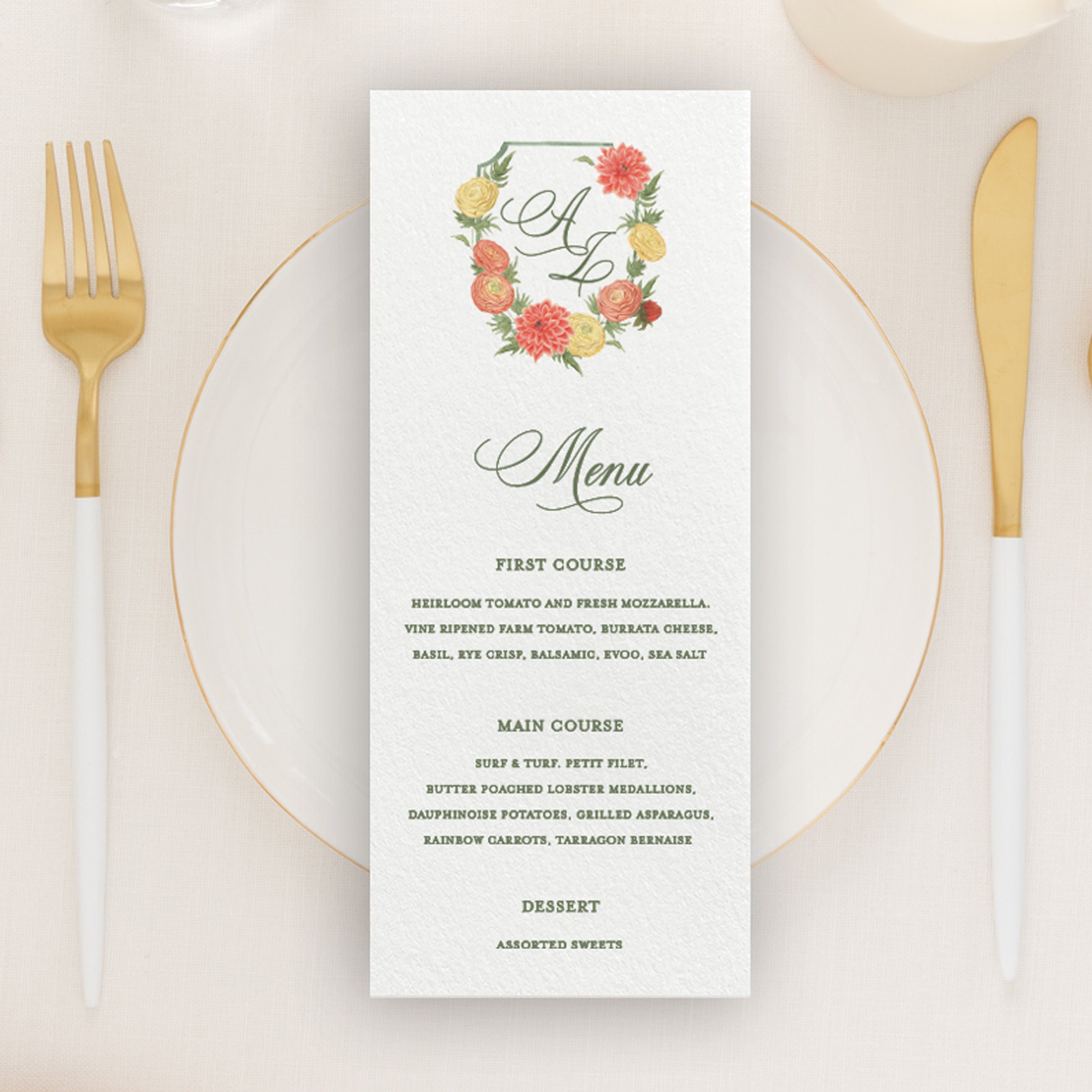 Spring Garden Dinner Menu