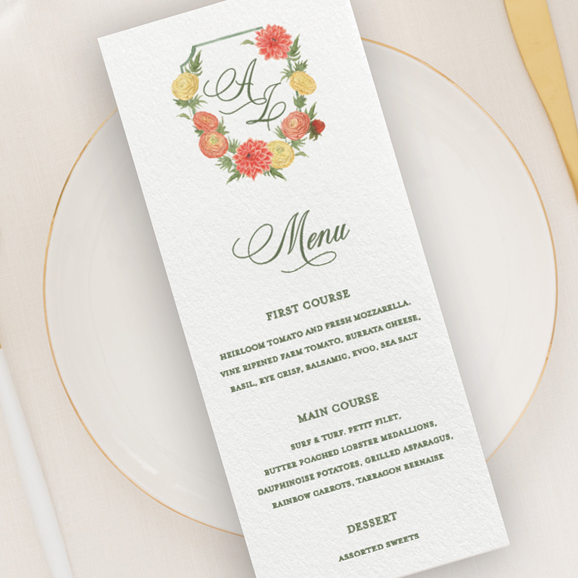 Spring Garden Dinner Menu
