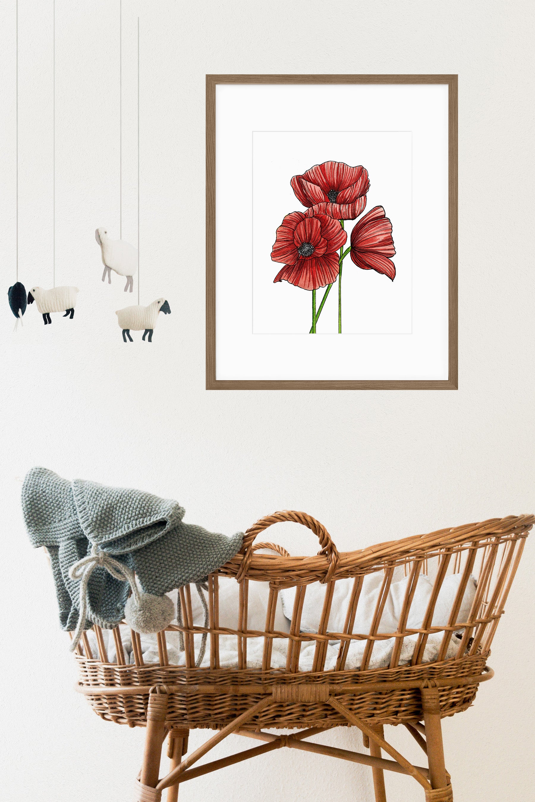 Red Poppies Botanical Art Print